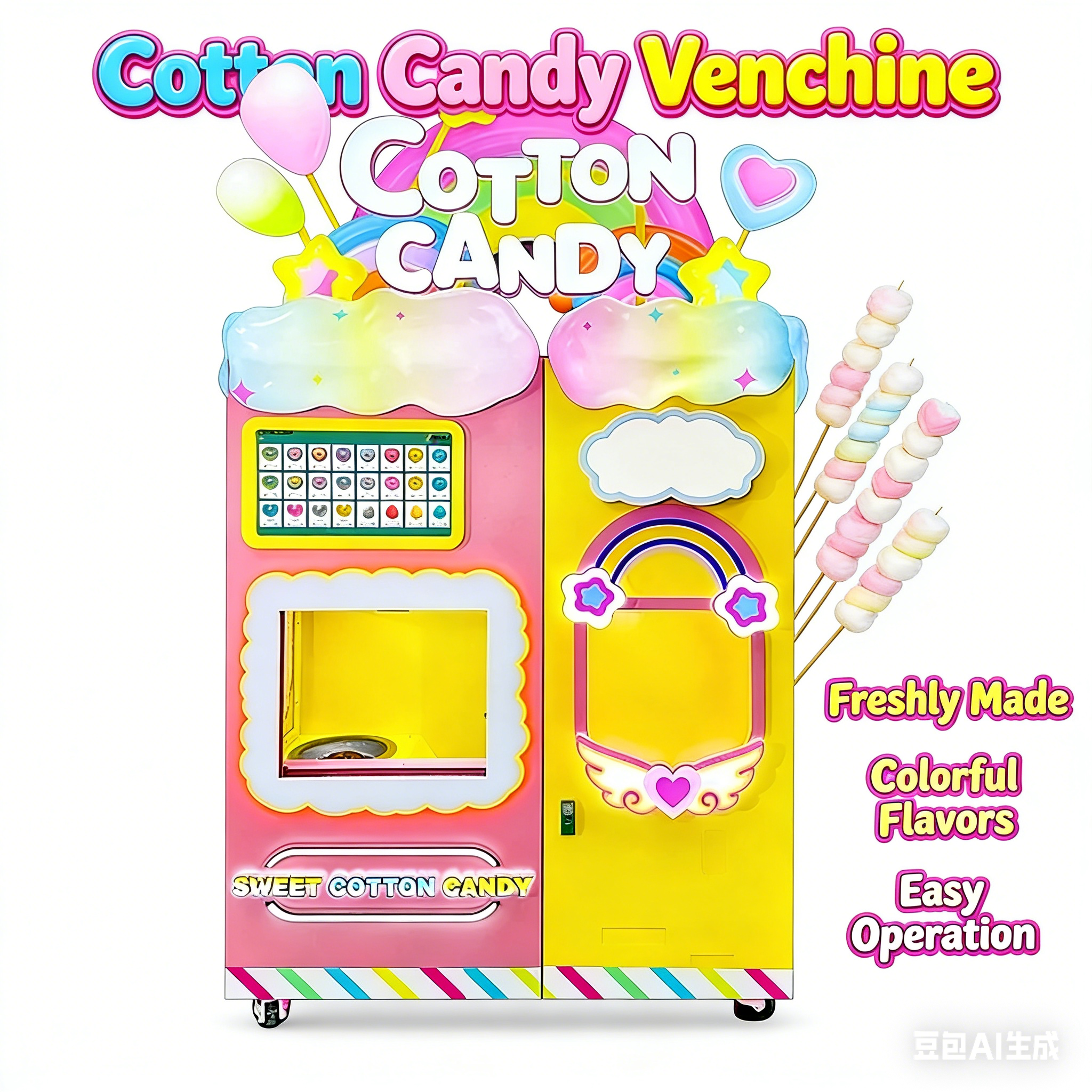Candy Vending Machine - Mesin Pembuat Gula Kapas Anak-Anak Kustom,