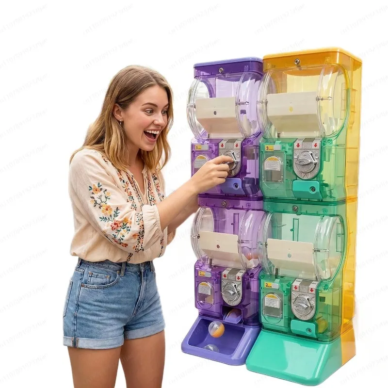 Arcade Vending & Laundry Revenue - Mesin Gashapon Dua Tingkat Putih Transparan,