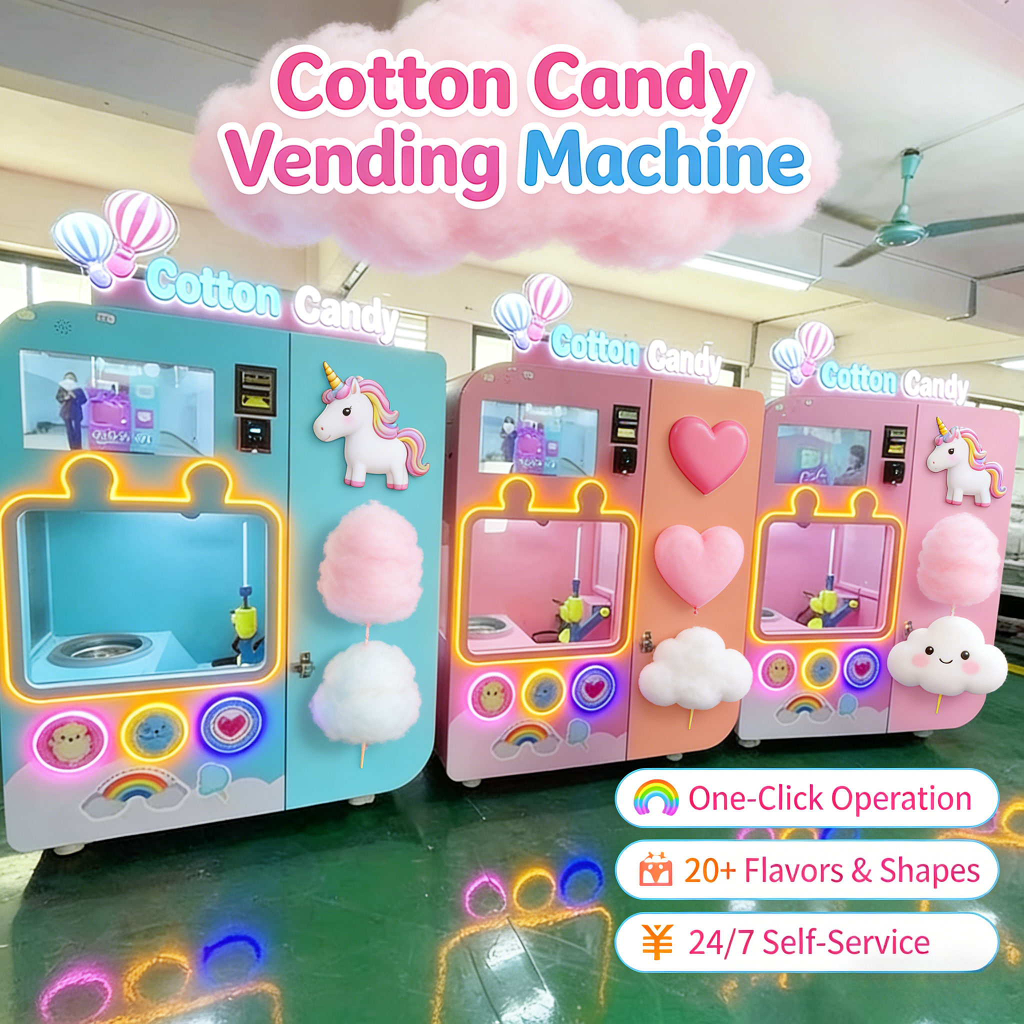 Candy Vending Machine - Mesin Pembuat Gula Kapas Otomatis 8L