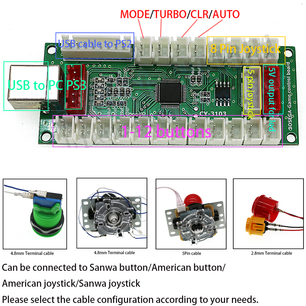 PC360 PS2 & PS3 4 In 1 Pengont - Arcade Button Pcb ulasan dan harga